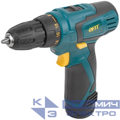 Дрель-Шуруповерт акк. 12В; 0-650 об/мин; 15 Нм; 1 (Li-Ion) 1.3 Ач; 1 ч.; рез. накл.; коробка FIT 80179