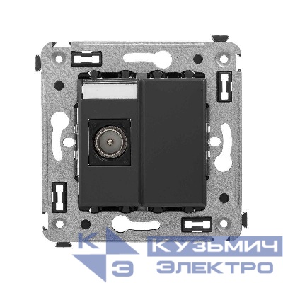 Розетка телевизионная одиночная TV 1-м СП Avanti "Черный матовый" DKC 4412503