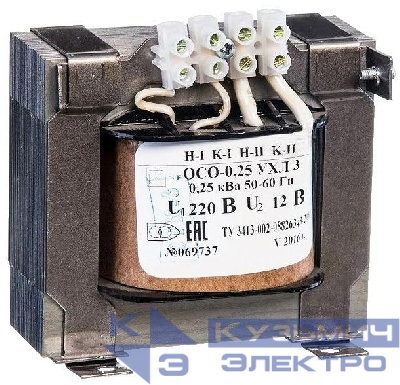 Трансформатор ОСО-0.25 УХЛ3 220/12. IP00 Электротехник ET051618
