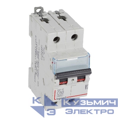 Выключатель автоматический модульный 2п C 50А 6кА DX3-E 6000 2мод. 230/400В Leg 407282