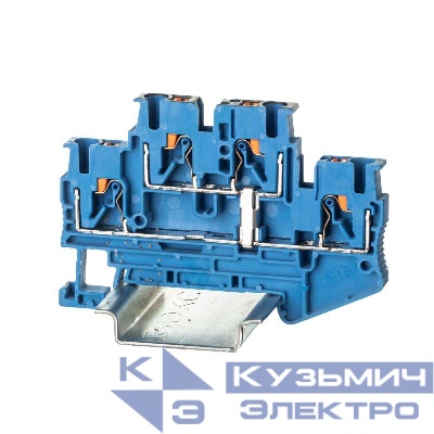 Клемма двухуровневая зажим push-in 4 точки подкл. с перемычкой между уровнями 2.5кв.мм син. DKC VPRTT-2.5-PV-BU