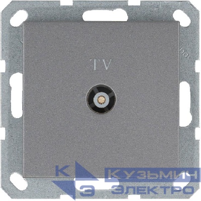 Розетка телевизионная проходная TV Ф9.5мм механизм алюм. Jasmart G6002S