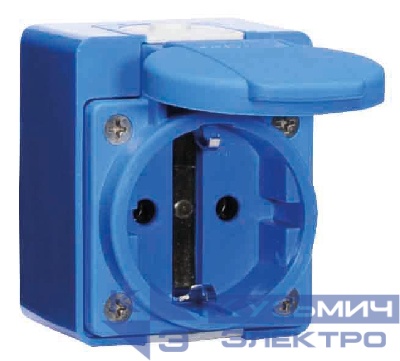 Розетка настенная Schuko 16А 3п 2P+PE 250В IP44 66х54 Bals 724