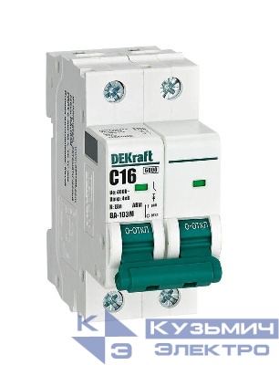 Выключатель автоматический модульный 2п C 16А 6кА ВА-103M без теплозащиты DEKraft 12511DEK