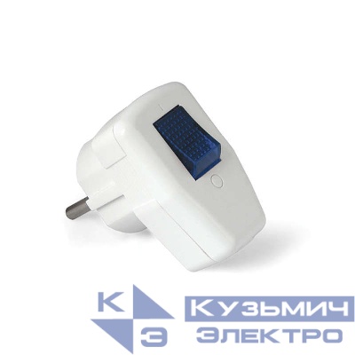 Вилка электрическая 16А 250В с выкл. с заземл. бел. UNIVersal 0056