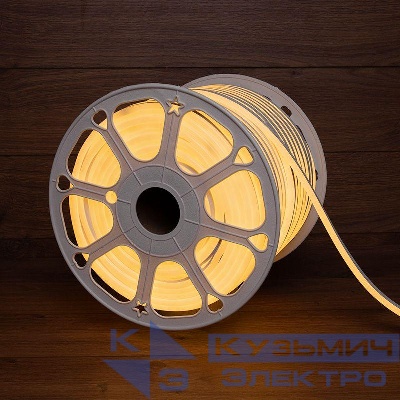 Шнур светодиодный гибкий неон SMD 8х16мм 120LED/м односторон. 24В тепл. бел. (уп.50м) Neon-Night 131-126