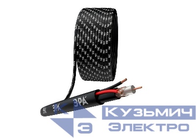 Кабель для аналогового видеонаблюдения K-0.75-PE КВК-П-2+2х0.75кв.мм 200м черн. Эра Б0052735