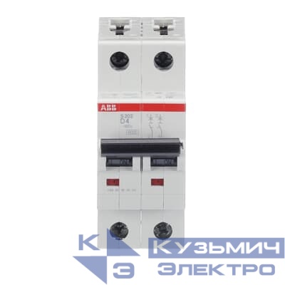 Автоматический выключатель 2-полюсный S202 D4  6kA  ABB 2CDS252001R0041