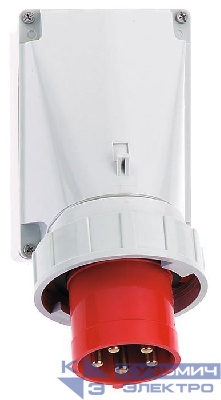 Вилка настенная 63А 5п 3P+N+PE 6ч 400В IP67 Bals 24062