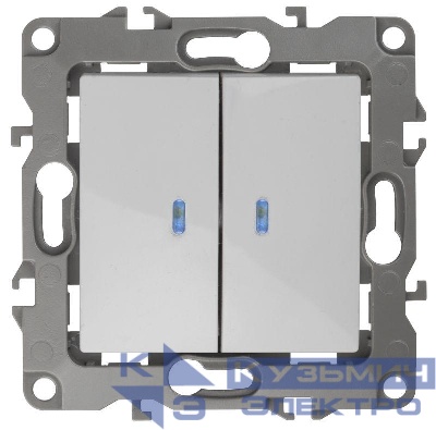 Выключатель 2-кл. СП Эра12 12-1105-01 10А IP20 250В 10AX с подсветкой механизм бел. Эра Б0014657