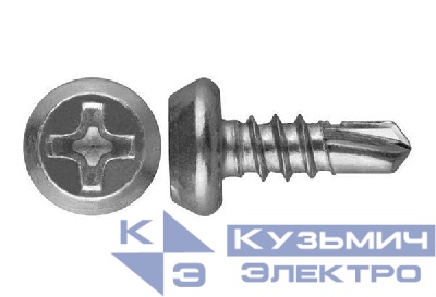 Саморез "Клоп" 3.5х9.5 металл-металл цинк шлиц Philips №2 сверло (уп.1000шт) Промрукав PR08.9381