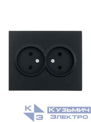 Розетка 2-м СП VESNA без заземл. ПБТ черн. бархат LEZARD 742-4200-128B