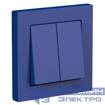Выключатель 2-кл. AtlasDesign (сх.5) 10AX в сборе аквамарин SE ATN001152