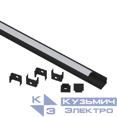 Комплект с накладным анодированным профилем 1612B 16х12мм. 2м САВ261 черн. Эра Б0062758