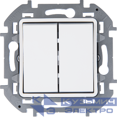 Переключатель модульный 2-кл. Inspiria с подсветкой10AX 250 В бел. Leg 673665
