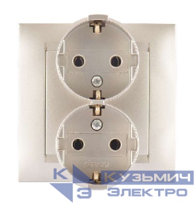 Розетка 2-м СП Simon15 с заземл. шампань Simon 1590459-034