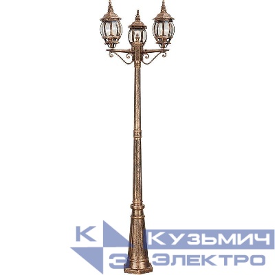 Светильник 8115/PL8115 3х100Вт E27 230В садово-парковый черн. зол. FERON 11243