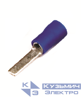 Наконечник изол. штыревой плоский 1.5-2.5кв.мм А=2.5мм син. (уп.100шт) DKC 2B11LP