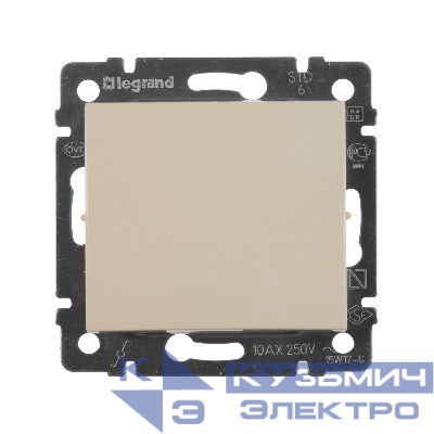 Переключатель проходной 1-кл. СП Valena 10А IP31 250В механизм сл. кость Leg 774306