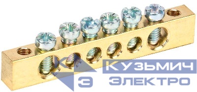 Шина PEN "земля-ноль" 6х9мм 6/2 (6групп/крепеж по краям) IEK YNN11-06-100