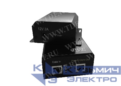 POE48B-12-02 PoE, комплект передатчик (PSE)+приемник (PD), 48V 30W, кабель питания ЕВРО, тип2, 12V 2A, черный РАСПРОДАЖА