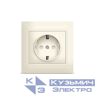 Розетка Севиль с заземл. защ. шторки сл. кость Universal Б-С0049