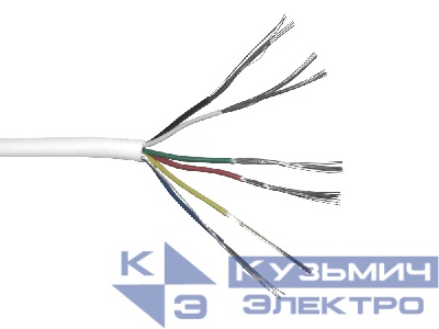 Кабель сигнальный, неэкранированный 6*0.22мм2 (7*0.2мм) 100м, луженый омедненный алюминий, пластиковая катушка, белый NETKO Optima