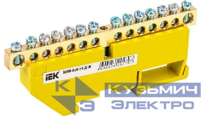 Шина PE "земля" на DIN-изоляторе ШНИ-6х9-14-Д-Ж IEK YNN10-69-14D-K05