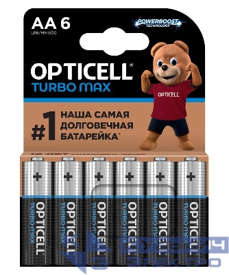 Элемент питания алкалиновый AA/LR6 (блист. 6шт) Turbo Max Opticell 6053005