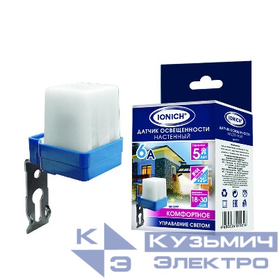 Датчик освещенности настенный 6А 8-30 Lux бел. IONICH 2197