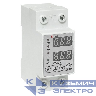 Реле напряжения и тока с дисп. RVb 63А EKF rvb-m63a