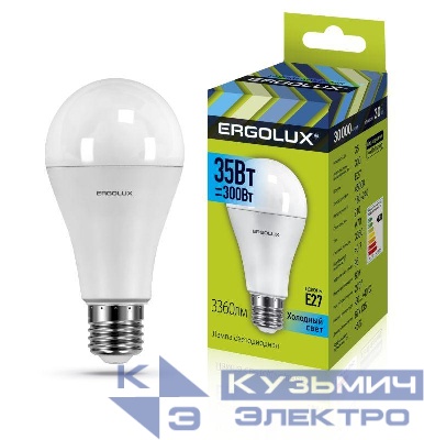 Лампа светодиодная LED-A70-35W-E27-4K ЛОН 35Вт E27 4500К 180-240В Ergolux 14231
