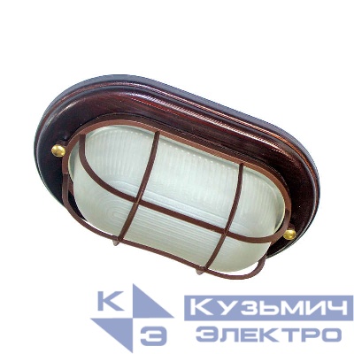 Светильник НПП 03-60-022 "Самарканд" 1402 IP65 овал малый матов./корпус с решеткой дерево венге (инд. упак.) Элетех 1005500983