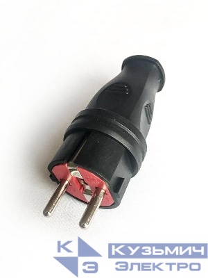 Вилка прямая 16А IP44 черн. КОСМОС VKsm-Z-IP(B)16A
