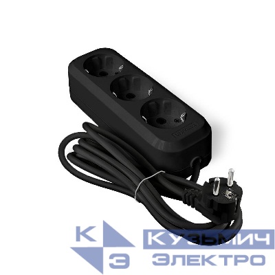 Удлинитель 3х3м с заземл. 10А IP20 У10-554 ПВС 3х0.75 черн. UNIVersal 1982