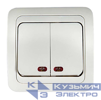 Выключатель 2-кл. СП Classico 2123 10А IP20 с подсветкой бел. ASD / IN HOME 4680005959877
