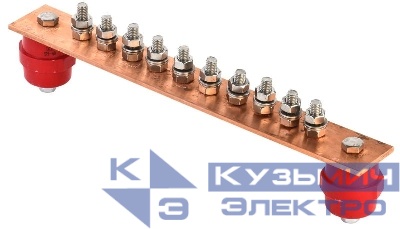 Шина заземляющая главная 285х40х4мм на 10 подкл. медь IEK ZGB10-50-010-285