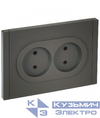 Розетка 2-м СП FORTE&PIANO FP325 10А без заземл. защ. шторки безвинт. крепл. сер. IEK FP-R23-10-1-K03