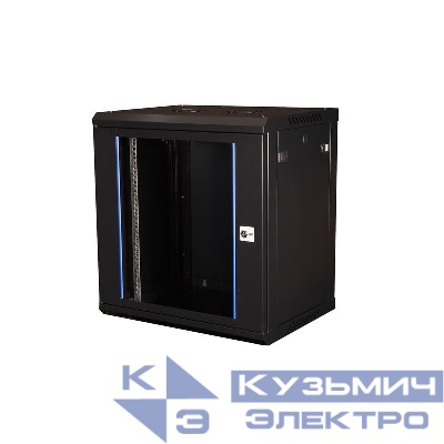 Шкаф телекоммуникационный настен. 19дюйм 12U 635х600х450мм дверь стекло черн. Datarex DR-633001