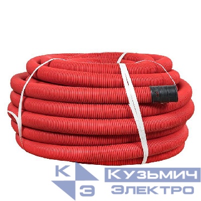 Труба гофрированная двустенная ПНД гибкая d63мм с протяжкой SN13 красн. (уп.50м) PROxima EKF tg2st-63-50m