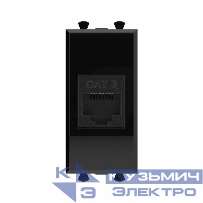 Розетка компьютерная 1мод. Avanti "Черный квадрат" RJ45 кат.6 без шторок модульная механизм DKC 4402691