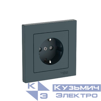 Розетка AtlasDesign 16А с заземл. защ. шторки быстрозажим. клем. в сборе изумруд SE ATN000844S