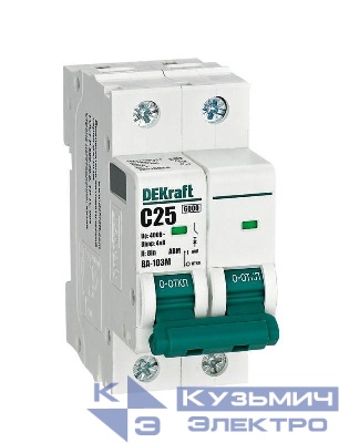 Выключатель автоматический модульный 2п C 25А 6кА ВА-103M без теплозащиты DEKraft 12513DEK