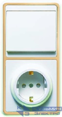Блок БКВР-034 Бэлла (1-кл. выкл. + евророзетка с защ. шторками) зол. Кунцево 5824