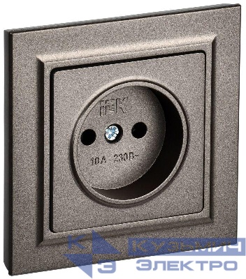 Розетка СП BRITE РСР10-1-0-БрТБ 10А в сборе без заземл. без защ. шторок бр. IEK BR-R10-10-K45-F