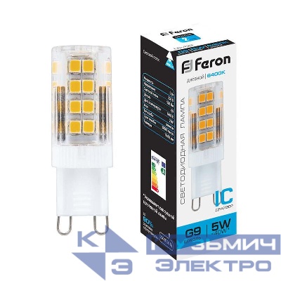 Лампа светодиодная LB-432 5Вт JCD9 6400К G9 230В FERON 25771