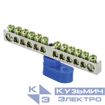 Шина нулевая N 6х9 12 отверст. цинк син. угловой изолятор PROxima EKF sn1-63-12-1