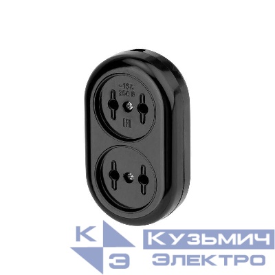 Колодка удлинителя 2-м без заземл. 16А карболит черн. Rexant 11-8981