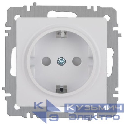 Розетка 1-м СП Accent 6-206-01 16А IP20 250В 2P+E Schuko защ. шторки AL/CU бел. Intro Б0063506