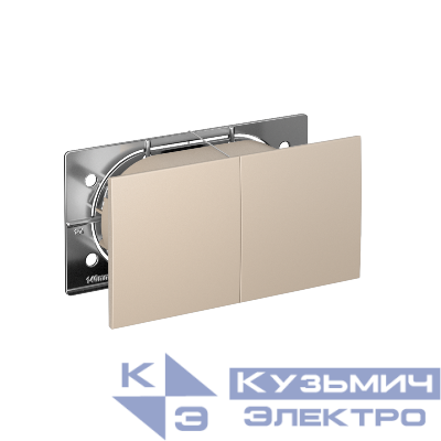 Розетка 2-м. AtlasDesign 16А с заземл. со шторками со сдвиж. крышкой в сборе песочн. SE ATN001228